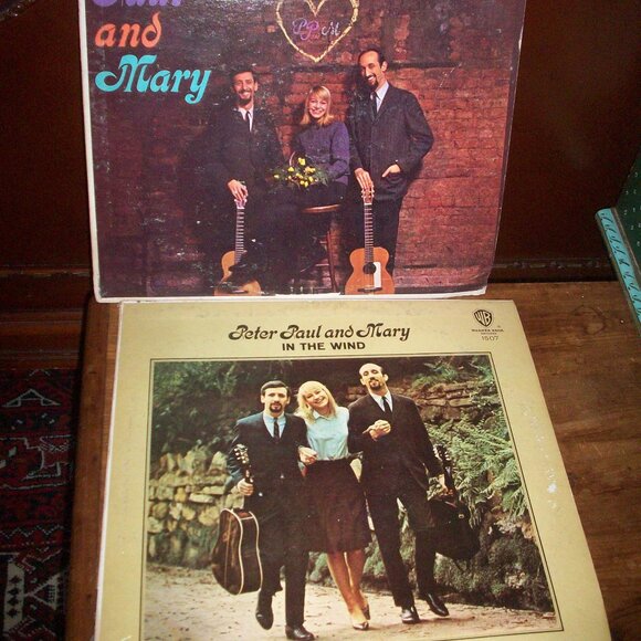 Vintage 1962 Peter Paul and Mary WS 1449 & In The Wind USA 2pc Vinyl Record LP - Picture 1 of 12